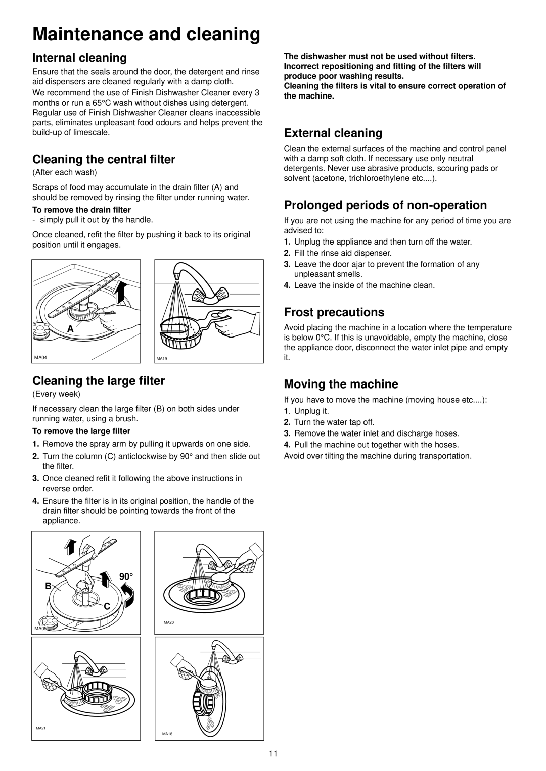 Tricity Bendix BDW 60 manual Maintenance and cleaning 