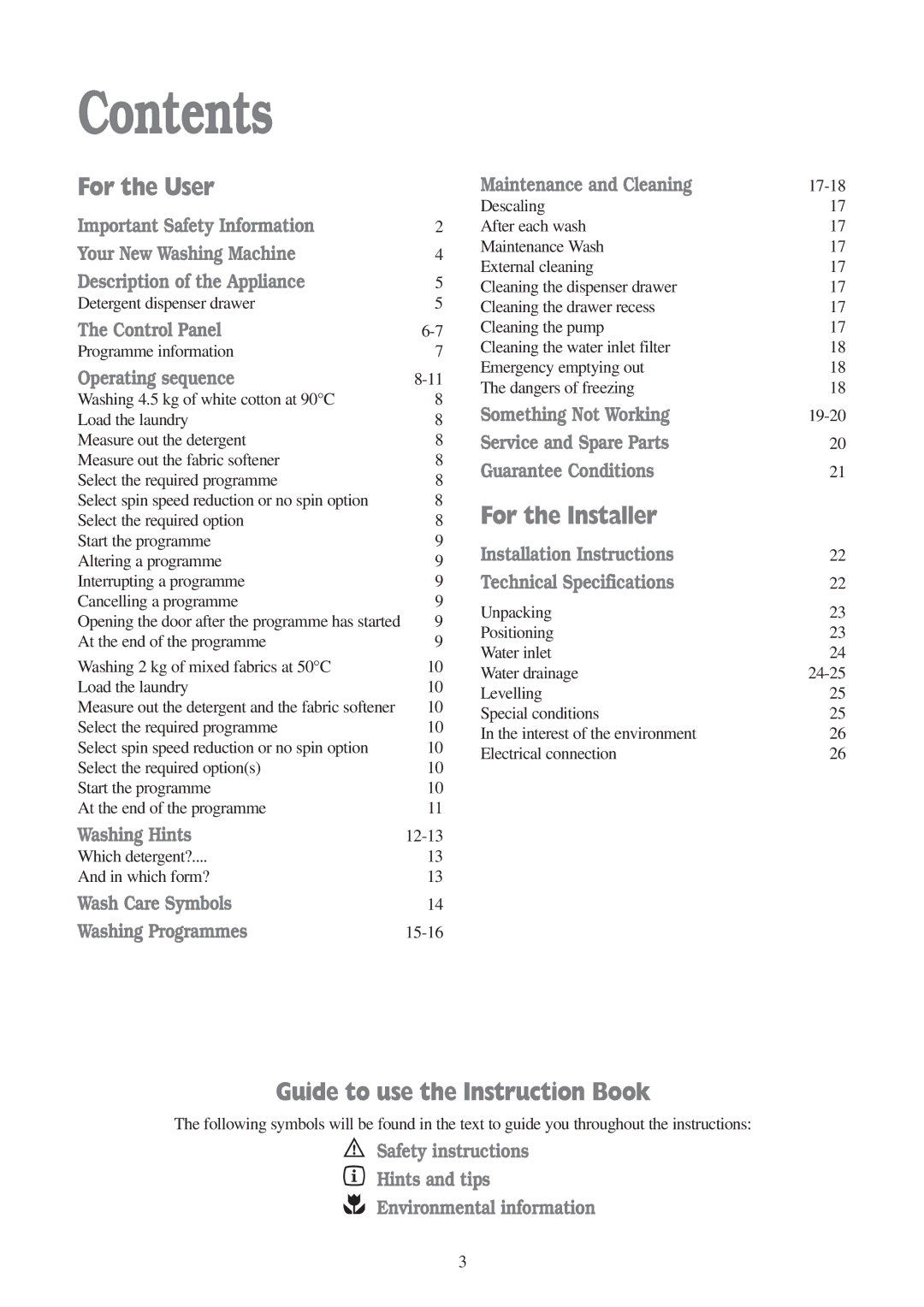 Tricity Bendix BIW 104 W installation instructions Contents 