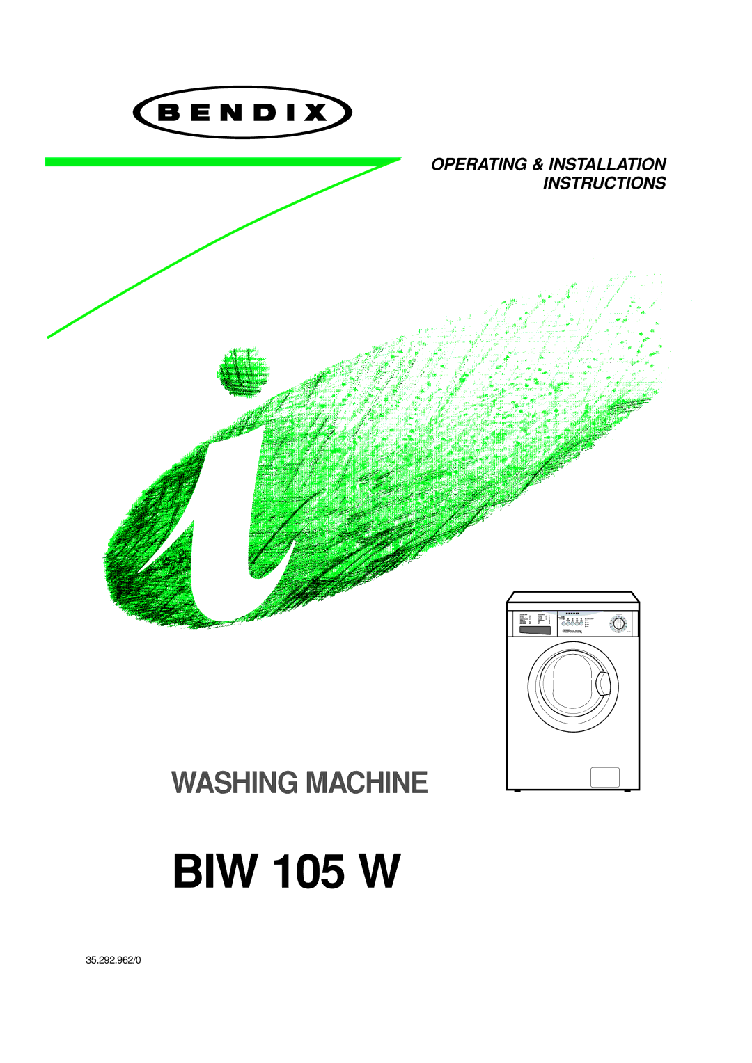 Tricity Bendix BIW 105 W installation instructions 