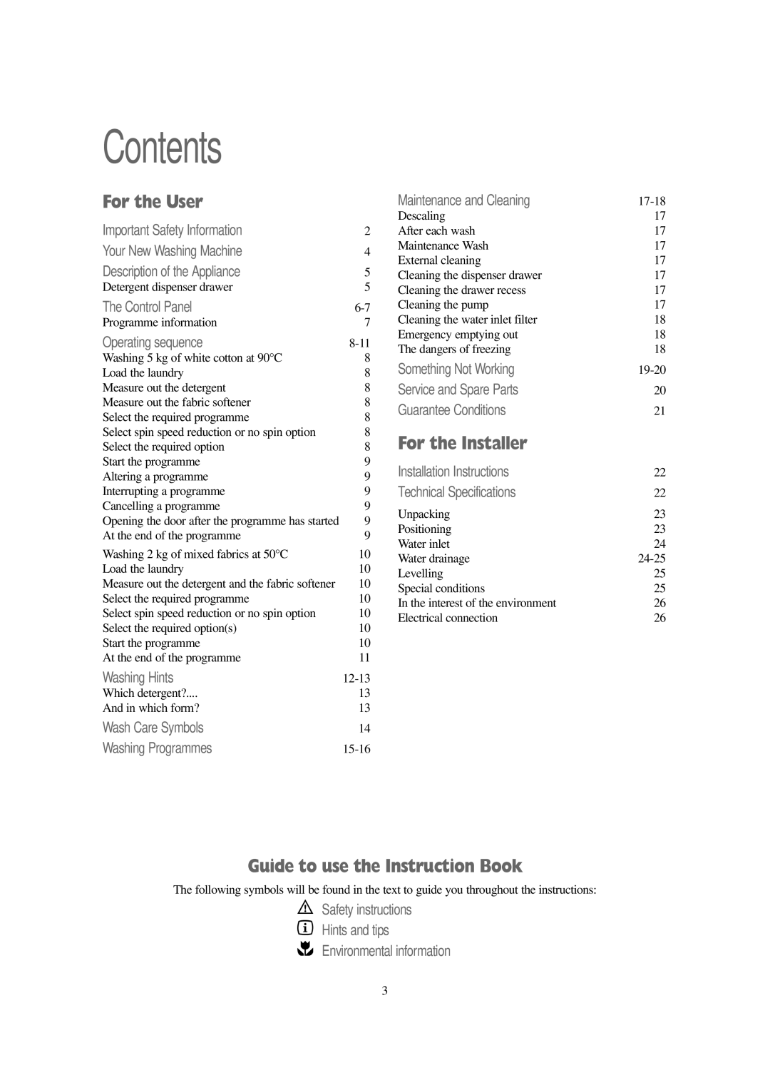 Tricity Bendix BIW 105 W installation instructions Contents 