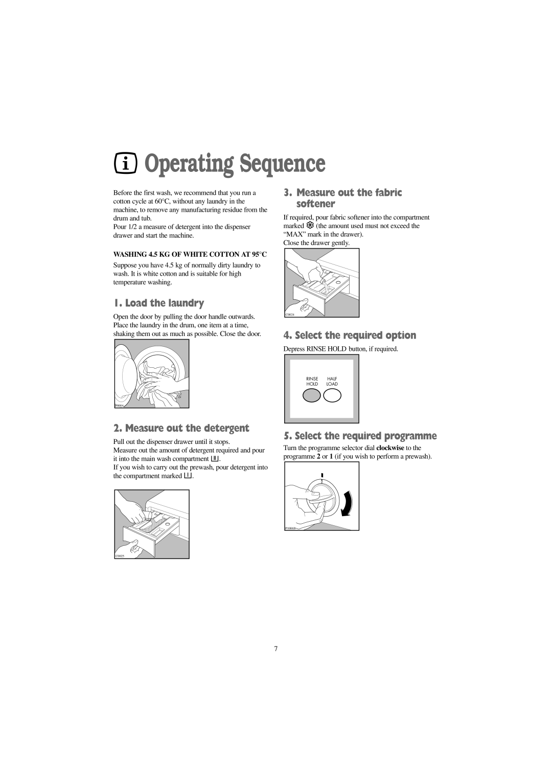 Tricity Bendix BIW 1000W, BIW 1200W installation instructions Operating Sequence 