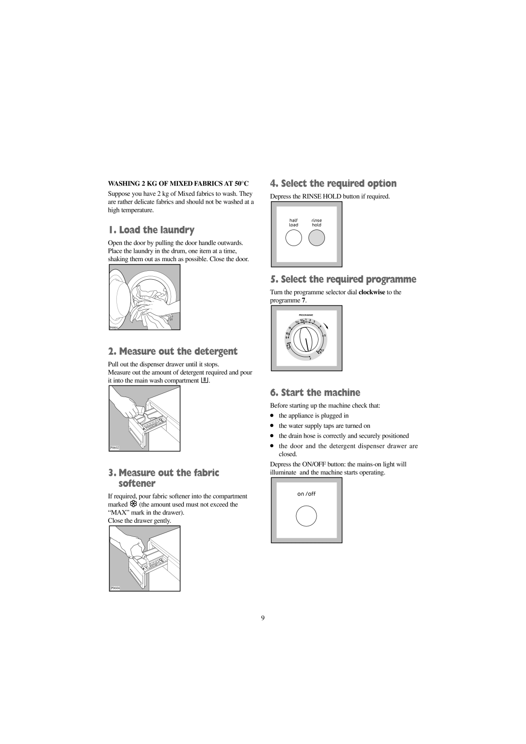 Tricity Bendix BIW 123 W installation instructions Washing 2 KG of Mixed Fabrics AT 50C 