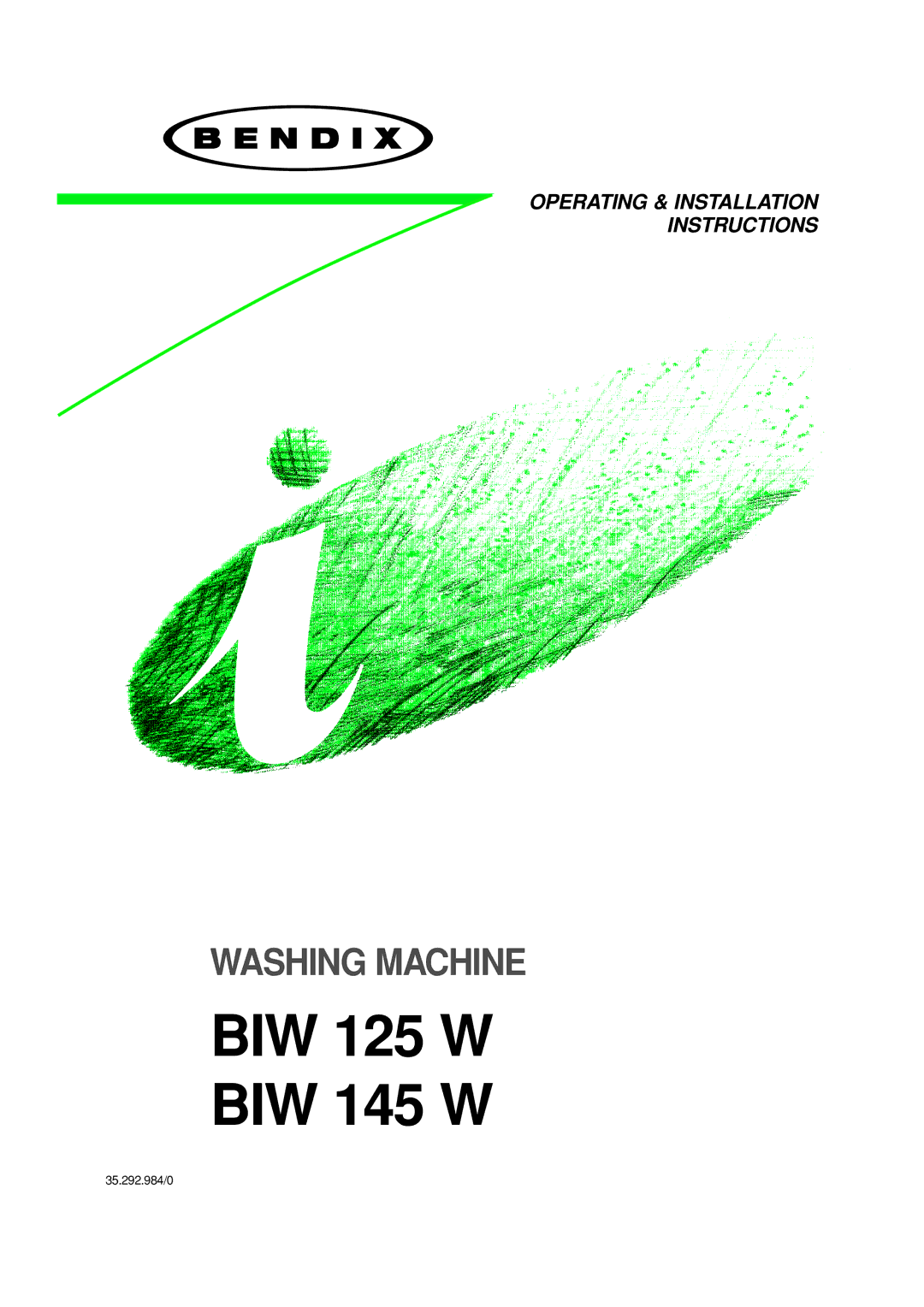 Tricity Bendix installation instructions BIW 125 W BIW 145 W 