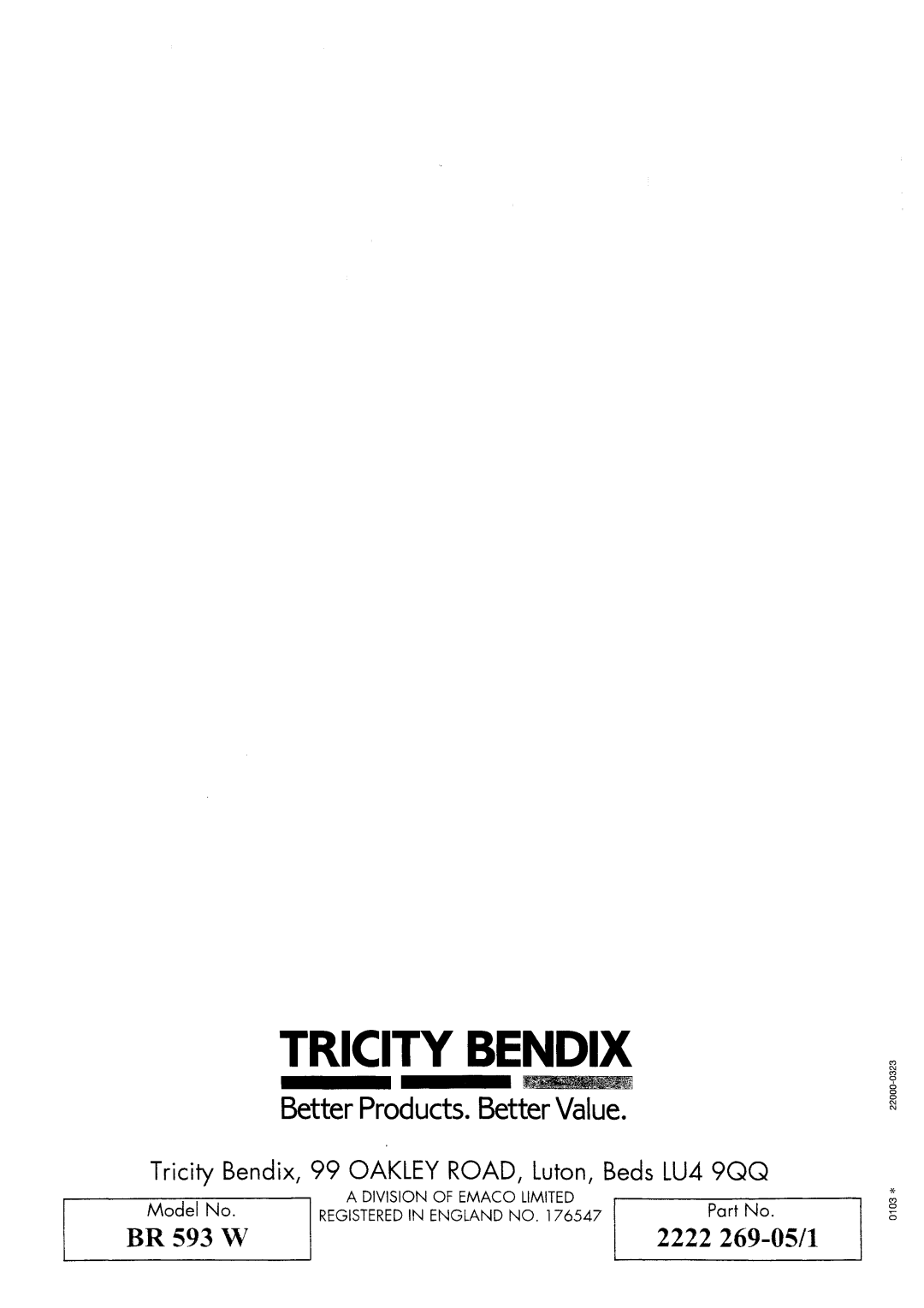 Tricity Bendix BR593W manual 