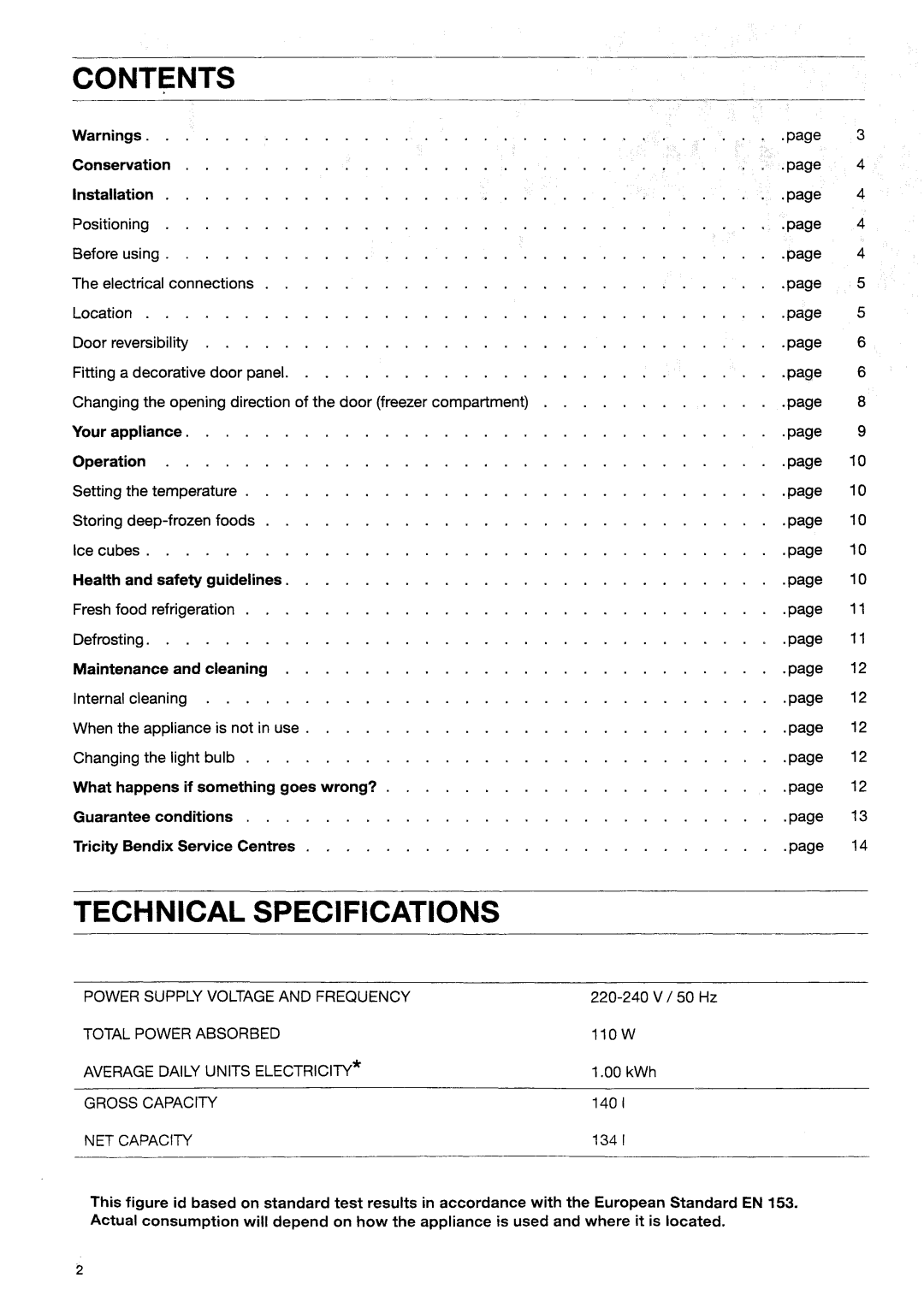 Tricity Bendix BR593W manual 