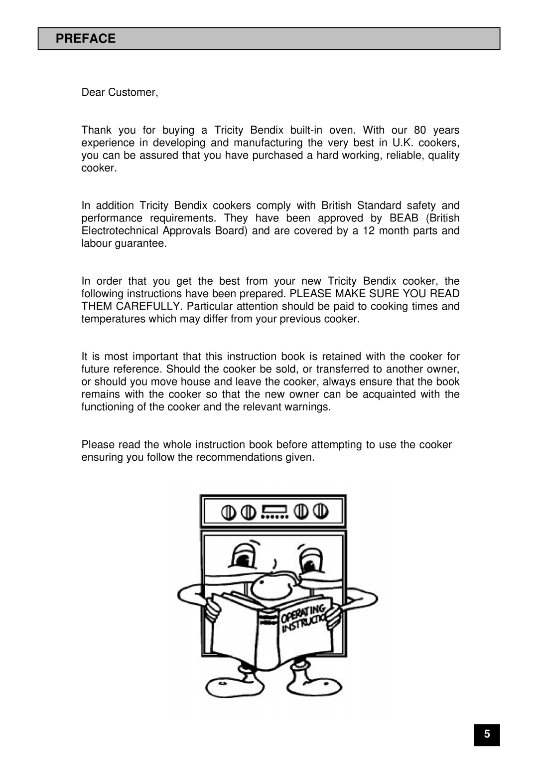 Tricity Bendix BS 600 installation instructions Preface 