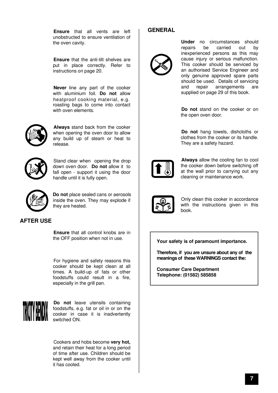 Tricity Bendix BS 600 installation instructions After USE, General 