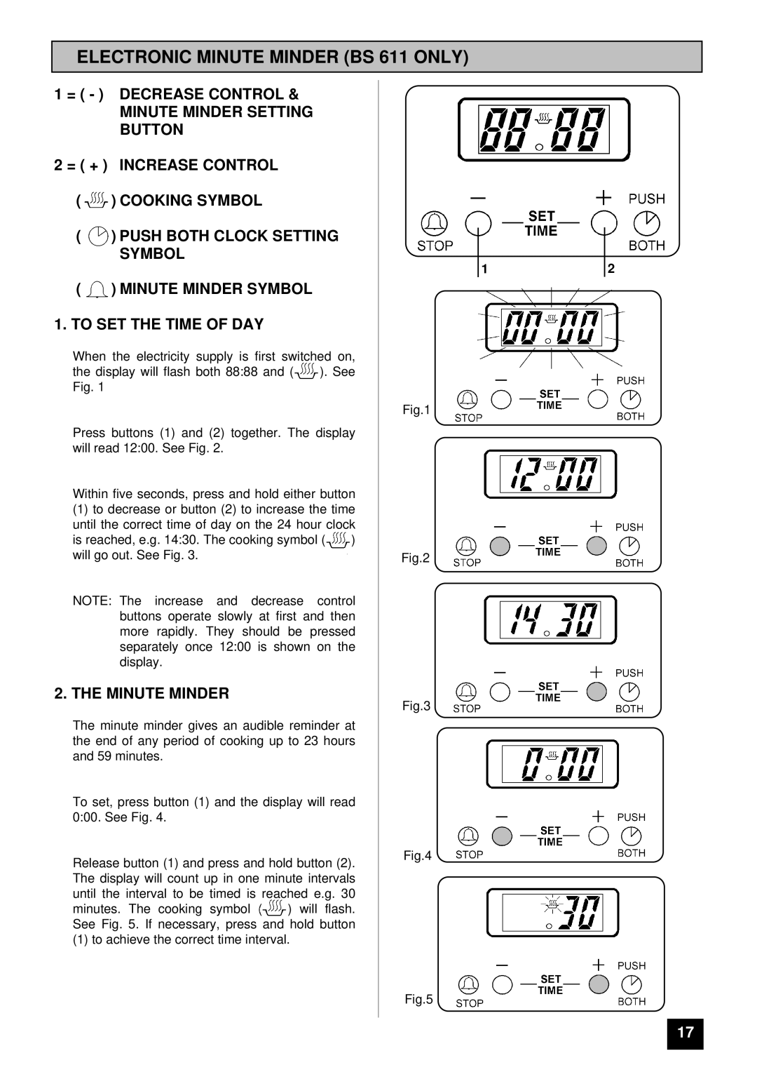 Tricity Bendix BS 611/BS 621 installation instructions Electronic Minute Minder BS 611 only 