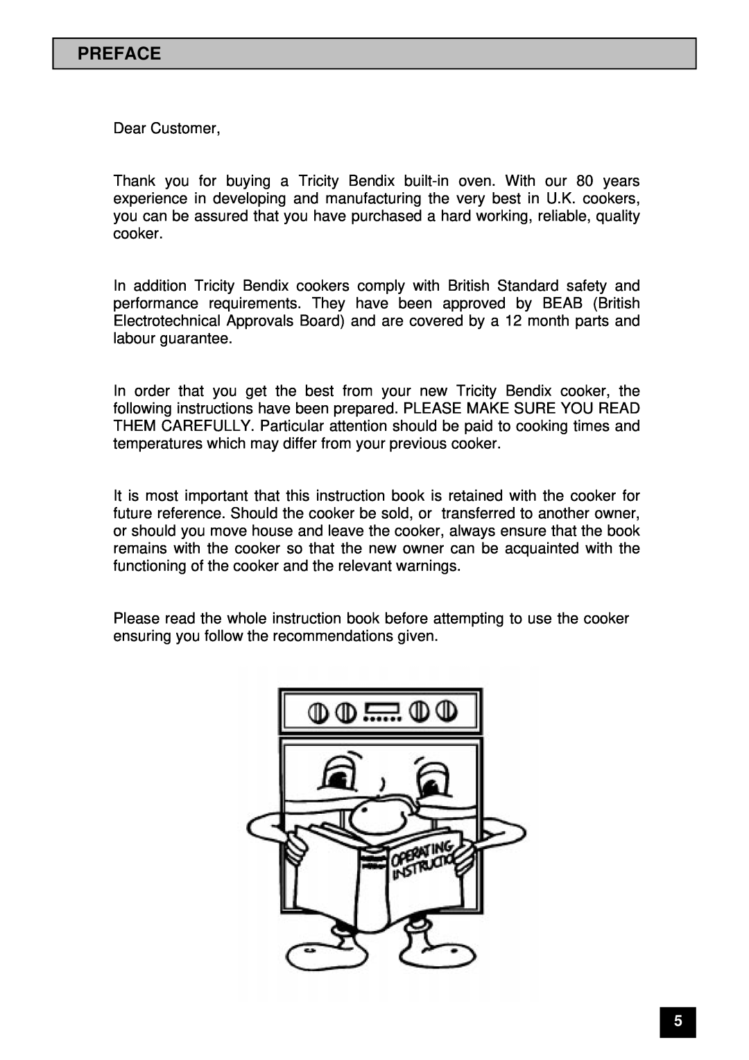 Tricity Bendix BS 611/BS 621 installation instructions Preface 
