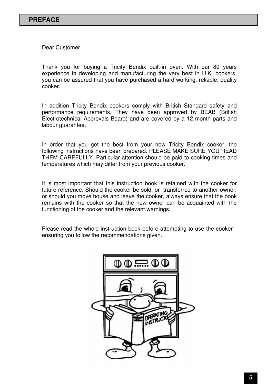 Tricity Bendix BS 612/2 installation instructions Preface 