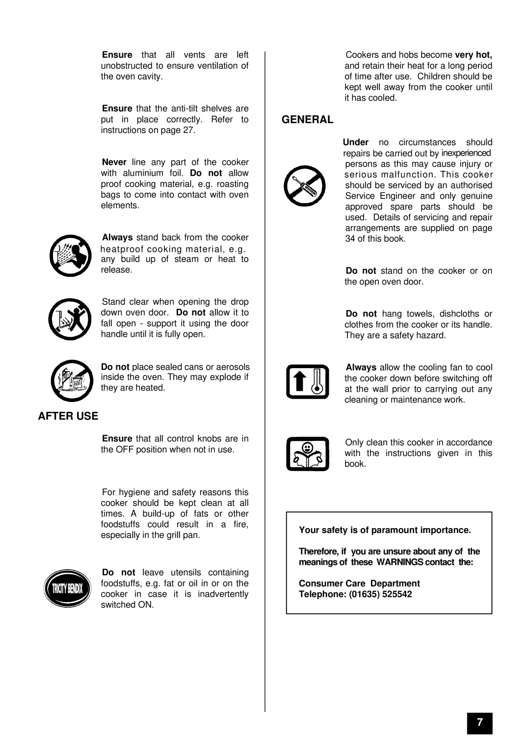 Tricity Bendix BS 612/2 installation instructions After USE, General 