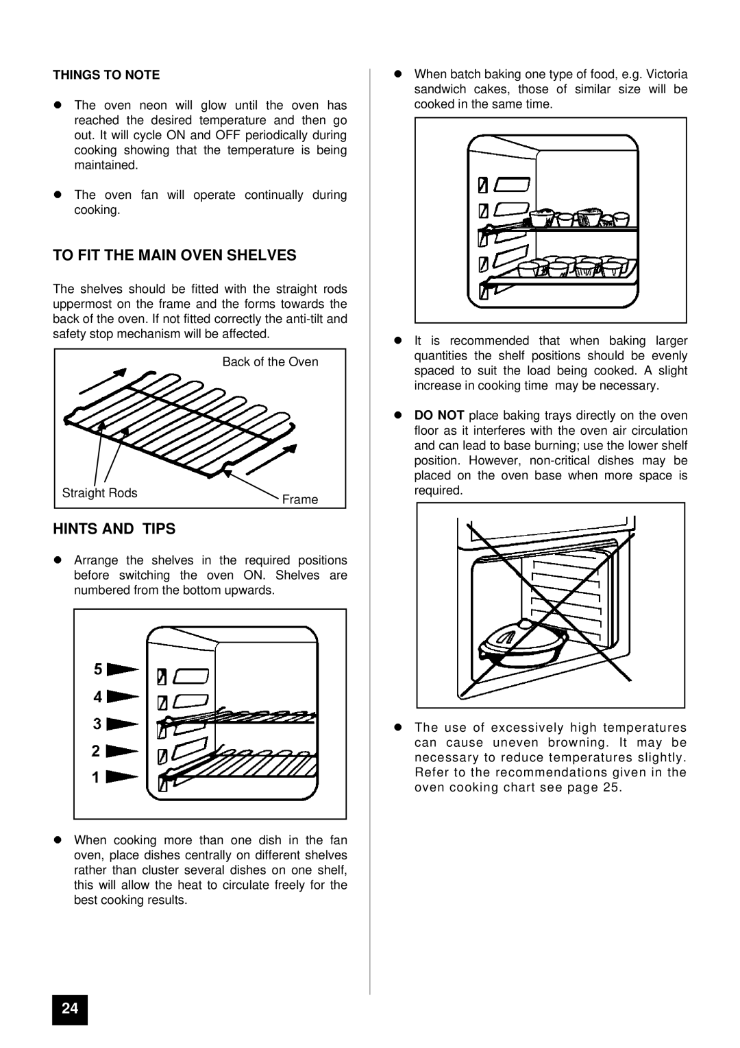 Tricity Bendix BS 615 SO installation instructions To FIT the Main Oven Shelves, LHINTS and Tips 