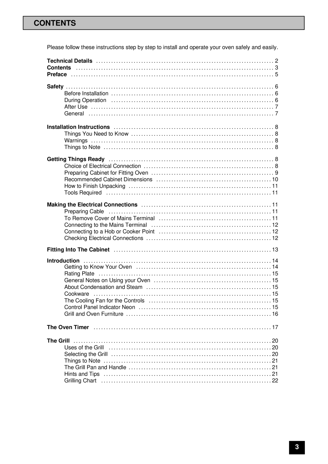 Tricity Bendix BS 615 SO installation instructions Contents 