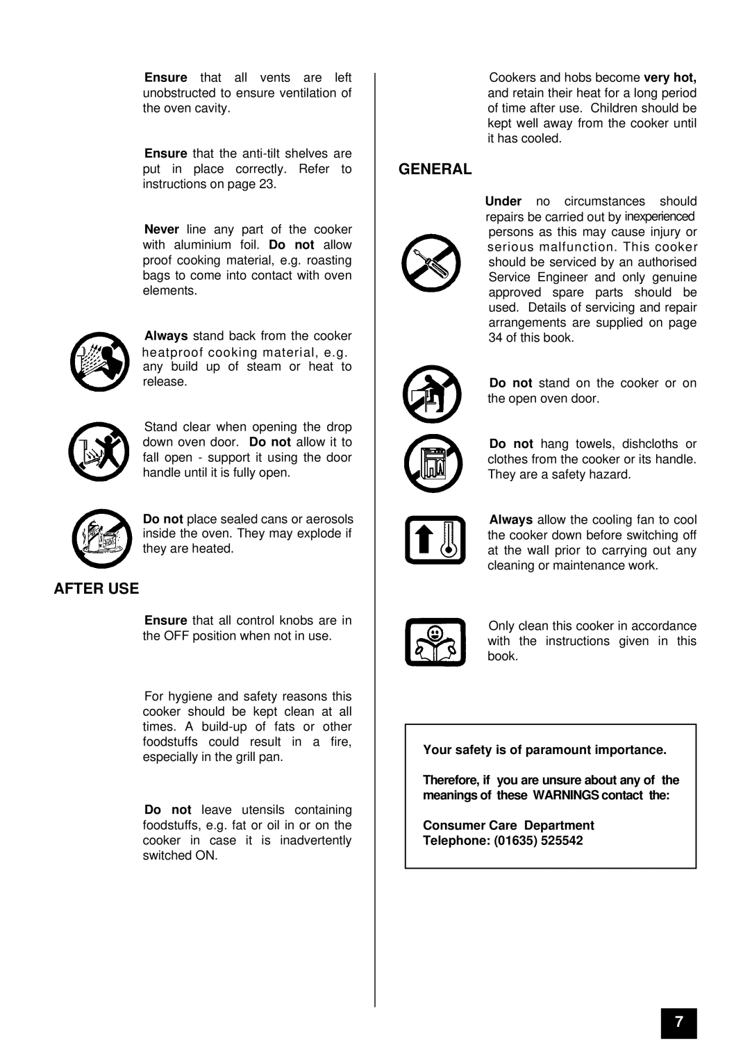 Tricity Bendix BS 621/2 installation instructions After USE, General 