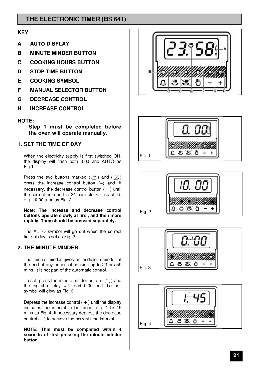 Tricity Bendix BS 631 installation instructions SET the Time of DAY, Minute Minder 