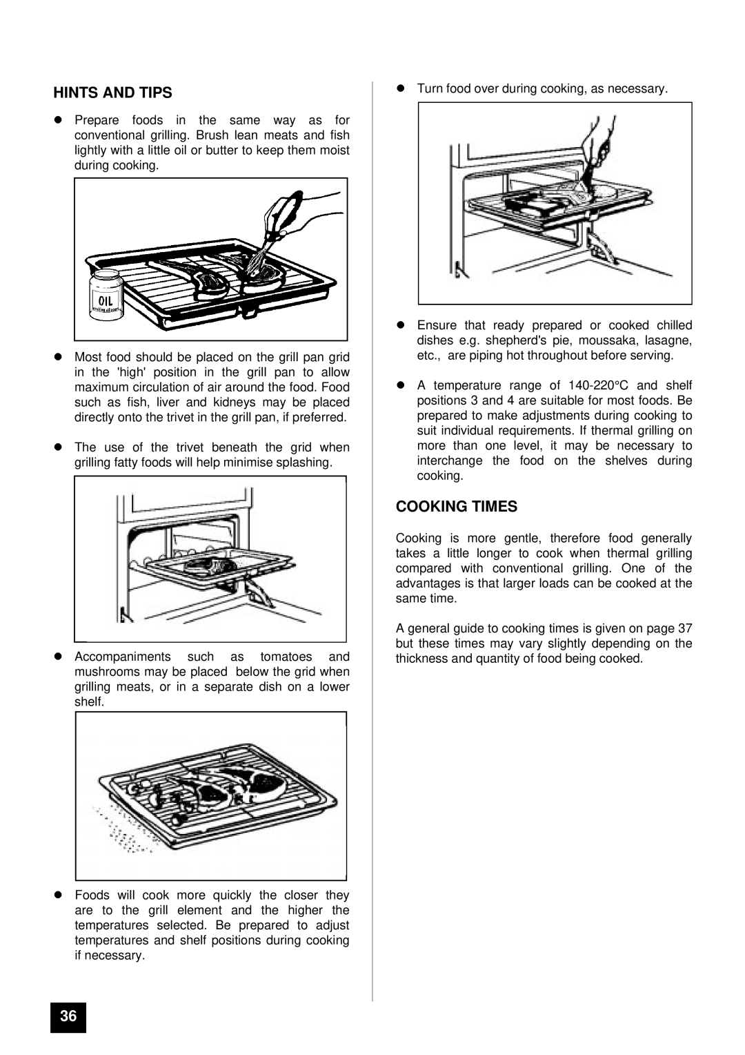 Tricity Bendix BS 631 installation instructions Cooking Times 