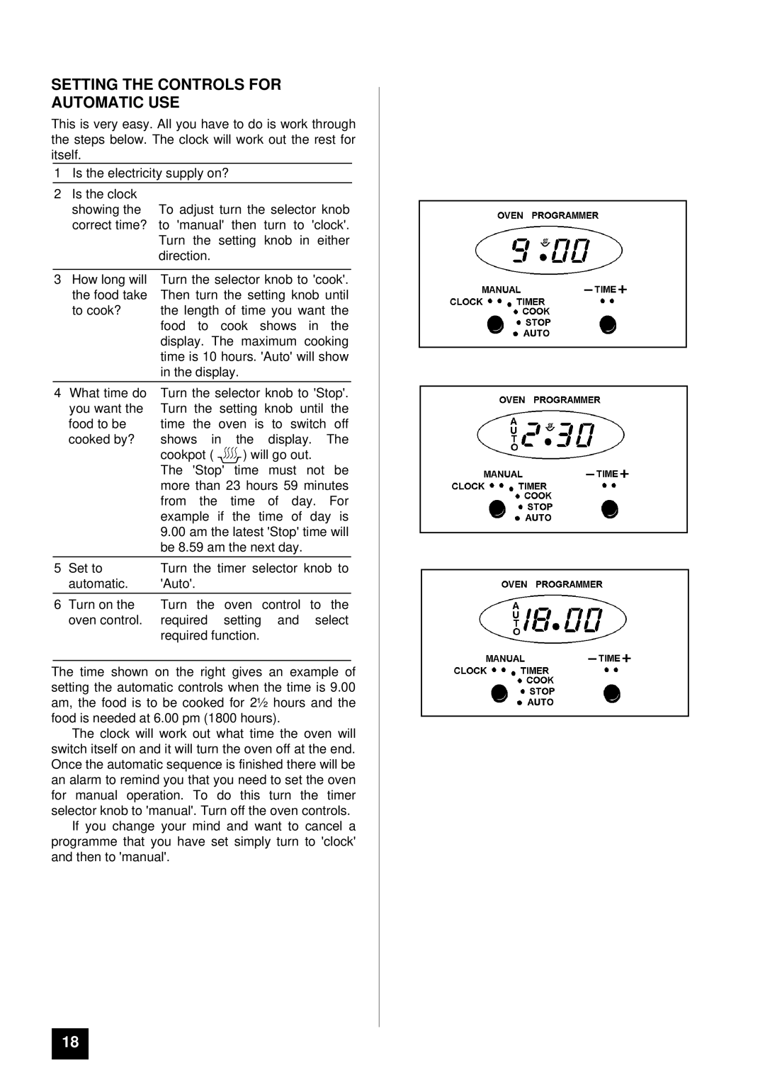 Tricity Bendix BS 631/2 installation instructions Setting the Controls for Automatic USE 