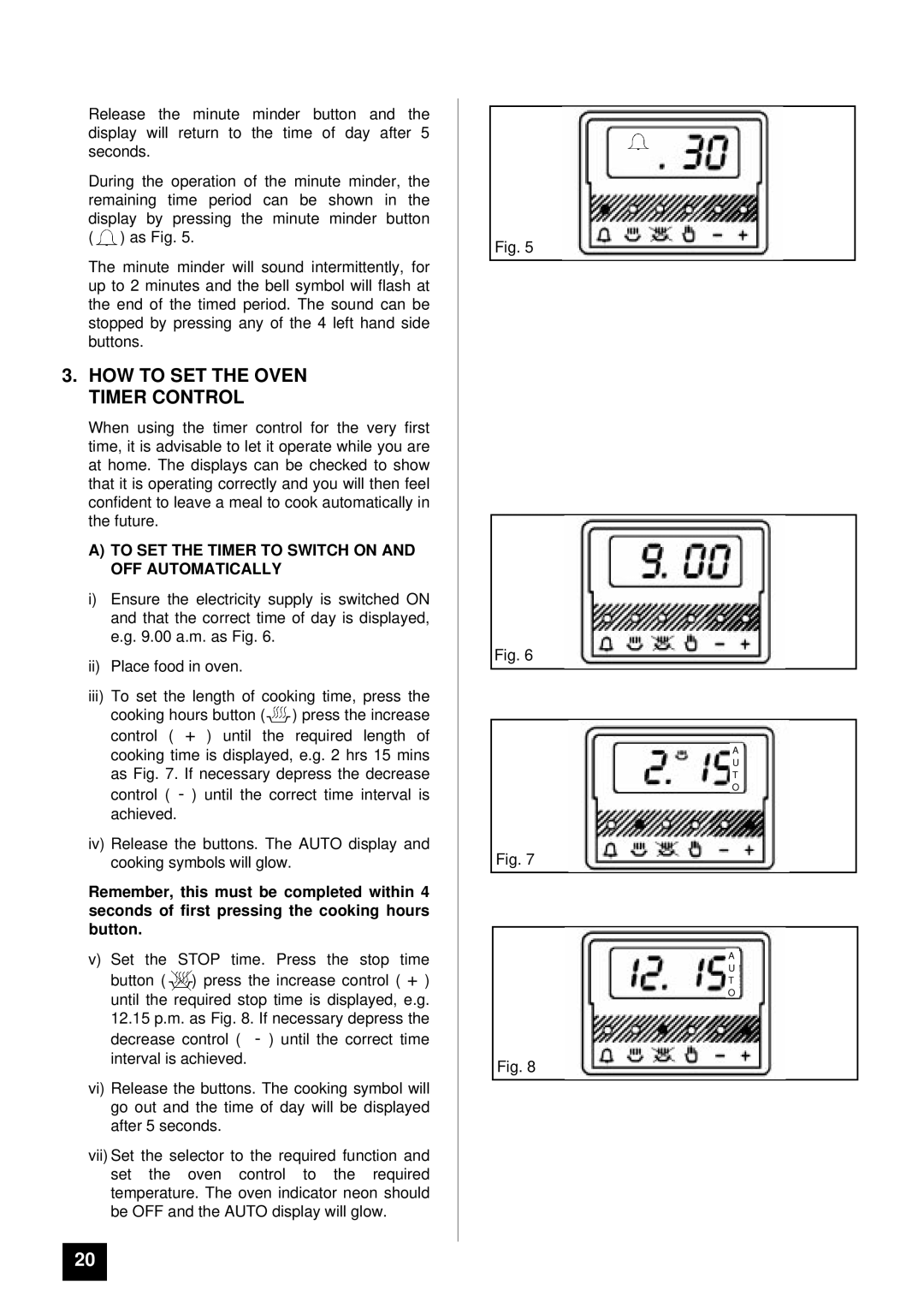 Tricity Bendix BS 631/2 HOW to SET the Oven Timer Control, To SET the Timer to Switch on and OFF Automatically 