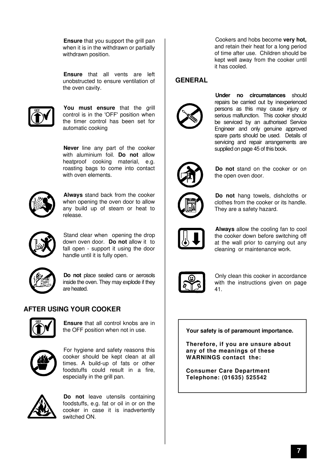 Tricity Bendix BS 631/2 installation instructions After Using Your Cooker, General 