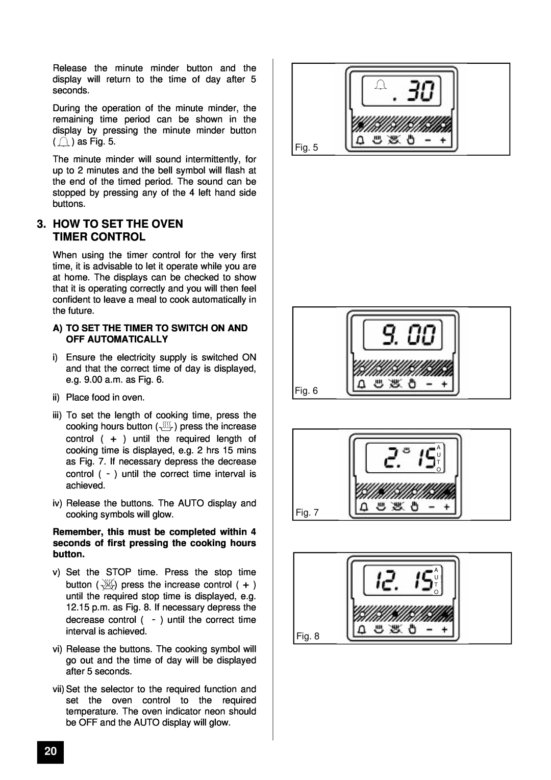 Tricity Bendix BS 631/2 installation instructions How To Set The Oven Timer Control 