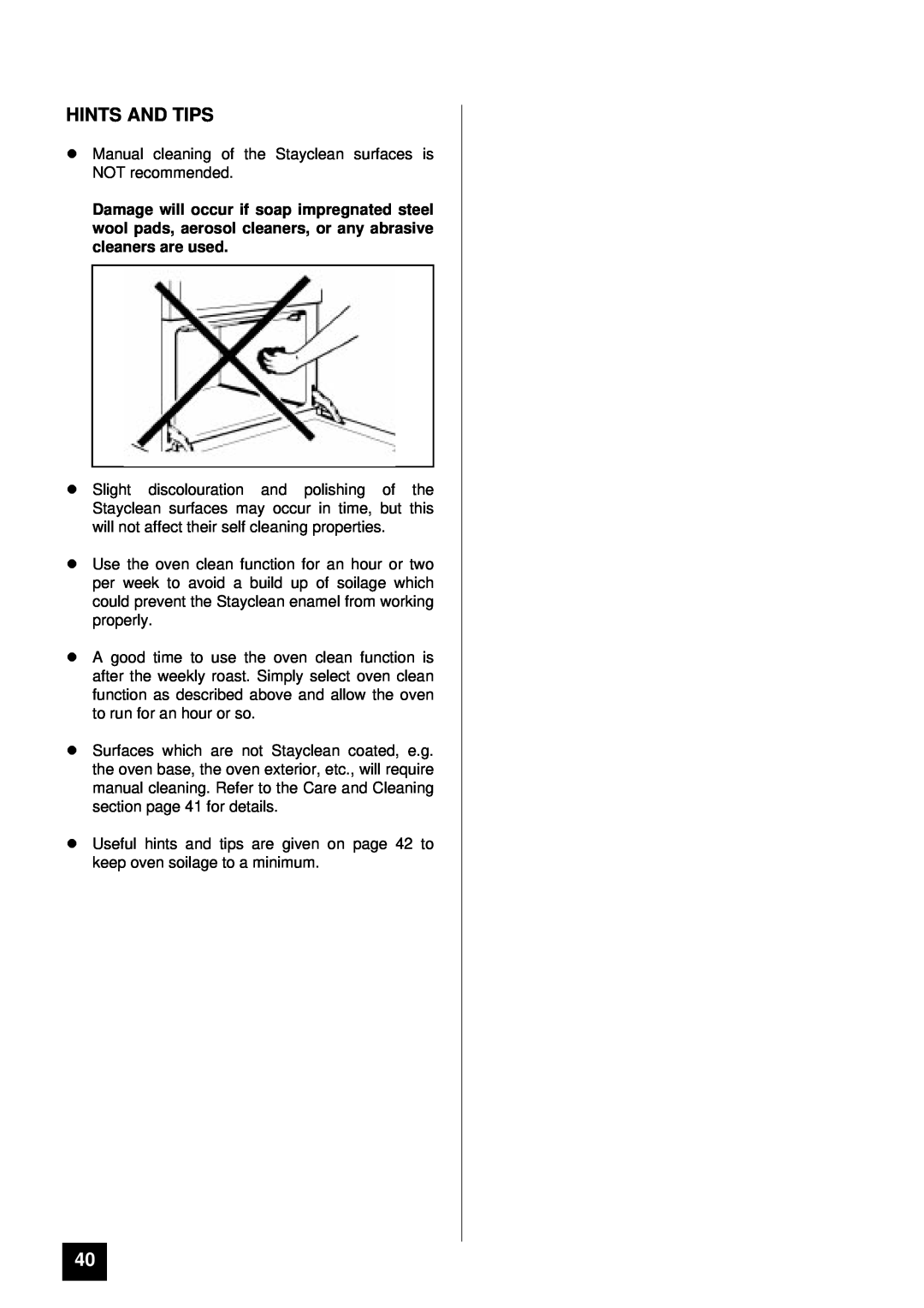 Tricity Bendix BS 631/2 installation instructions lHINTS AND TIPS, lsection page 41 for details 