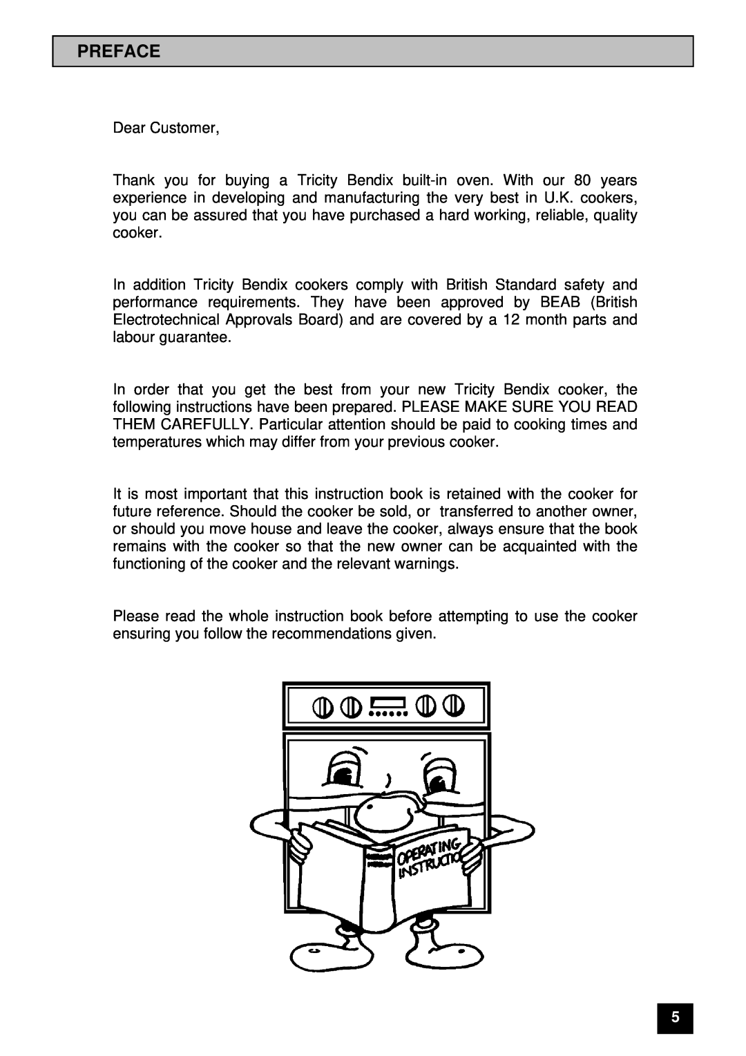 Tricity Bendix BS 631/2 installation instructions Preface 