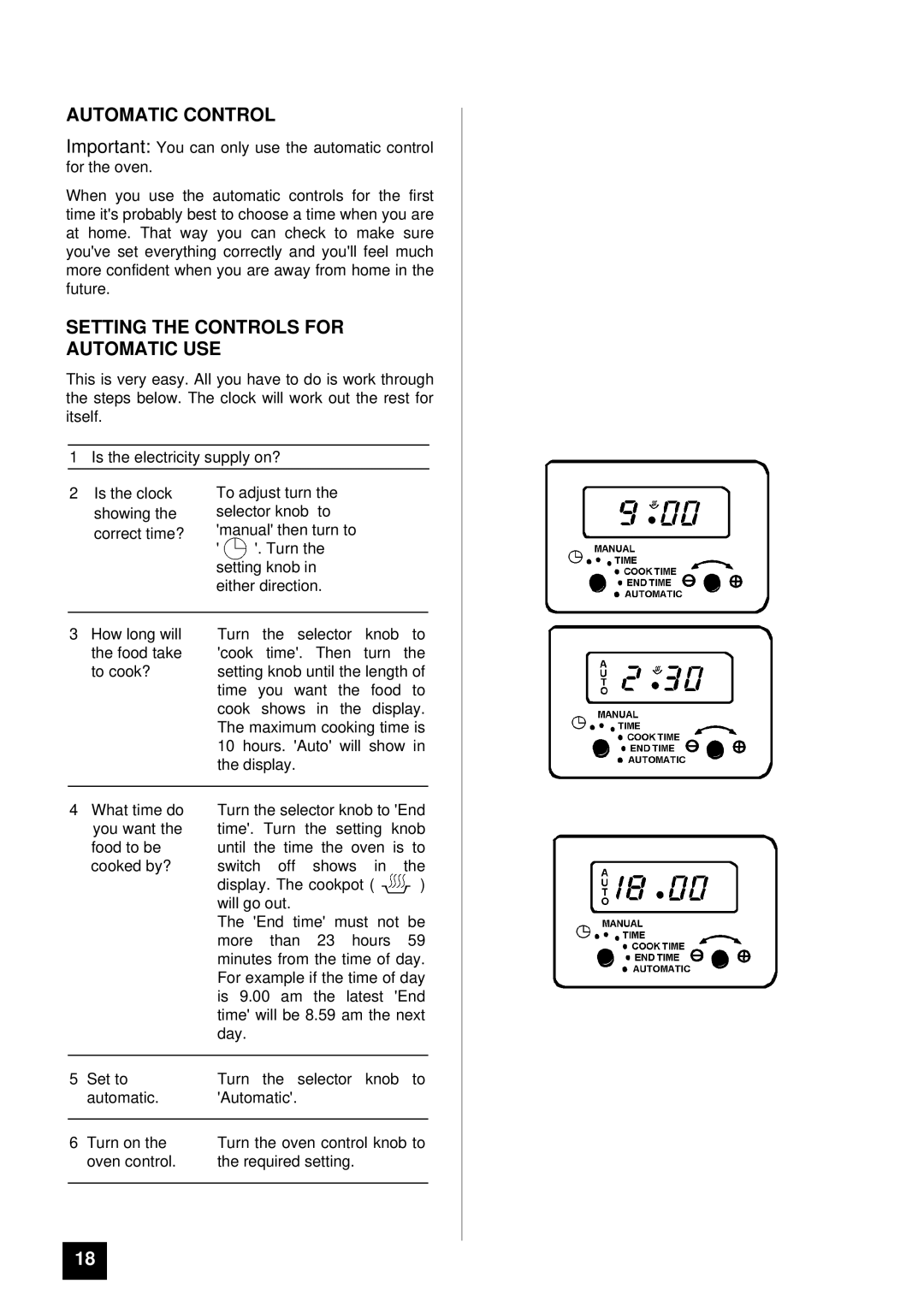 Tricity Bendix BS 685 installation instructions Automatic Control, Setting the Controls for Automatic USE 