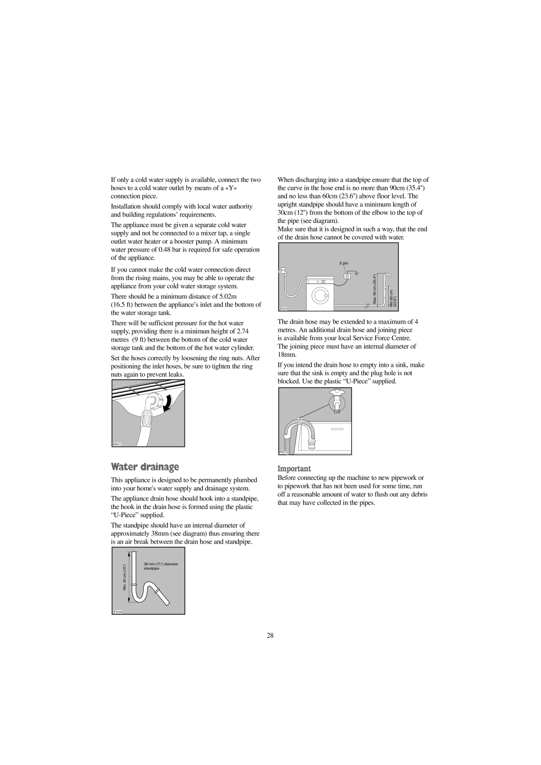 Tricity Bendix BWD 1012 installation instructions Water drainage 