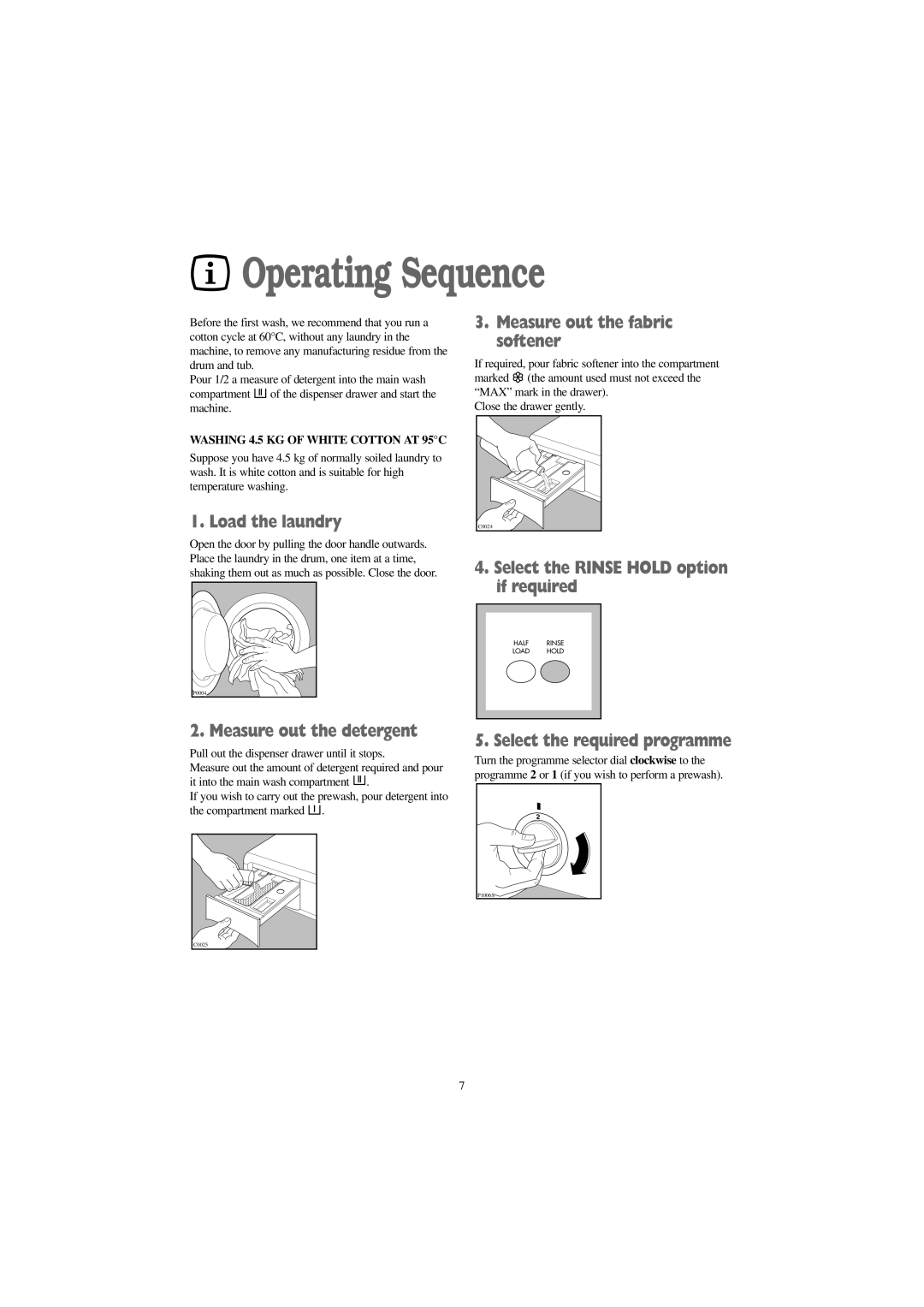 Tricity Bendix BWD 1012 installation instructions Operating Sequence 