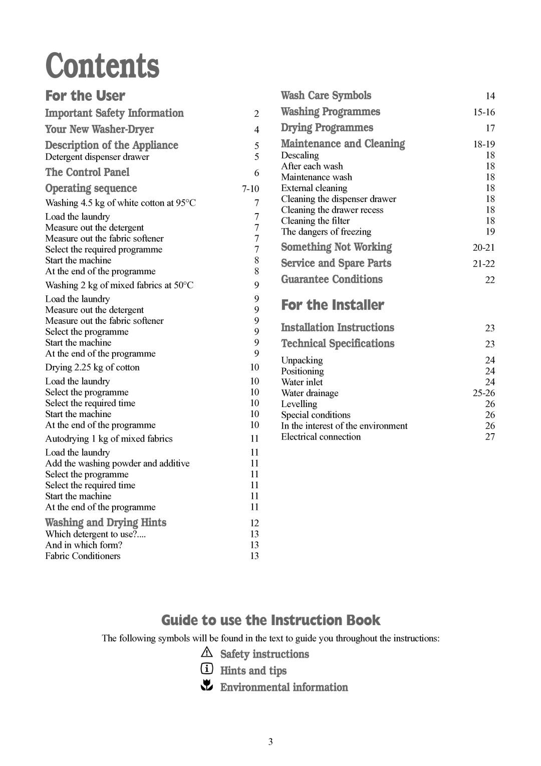 Tricity Bendix BWD 134 W installation instructions Contents 