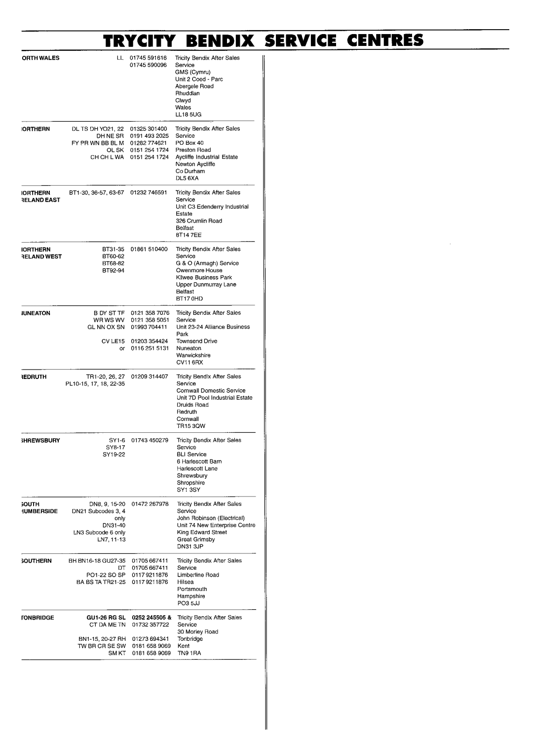 Tricity Bendix CH 550 manual 