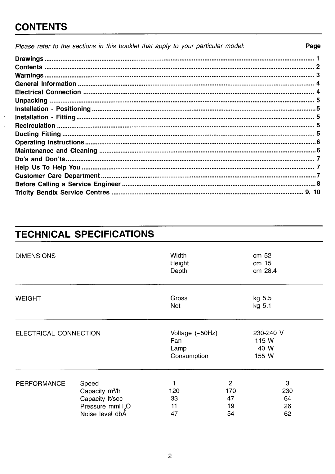 Tricity Bendix CH 550 manual 