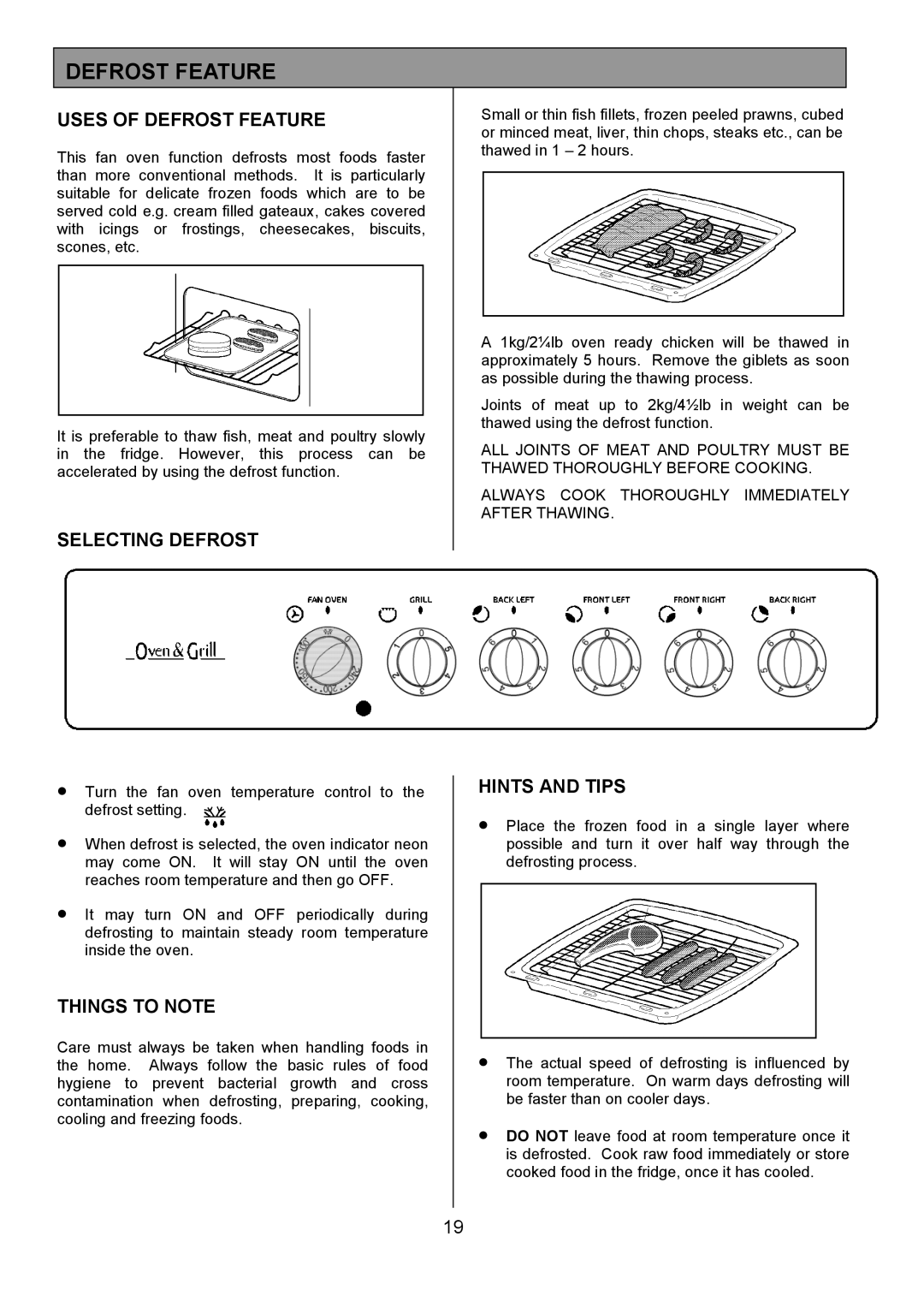 Tricity Bendix CSE327 installation instructions Uses of Defrost Feature, Selecting Defrost 