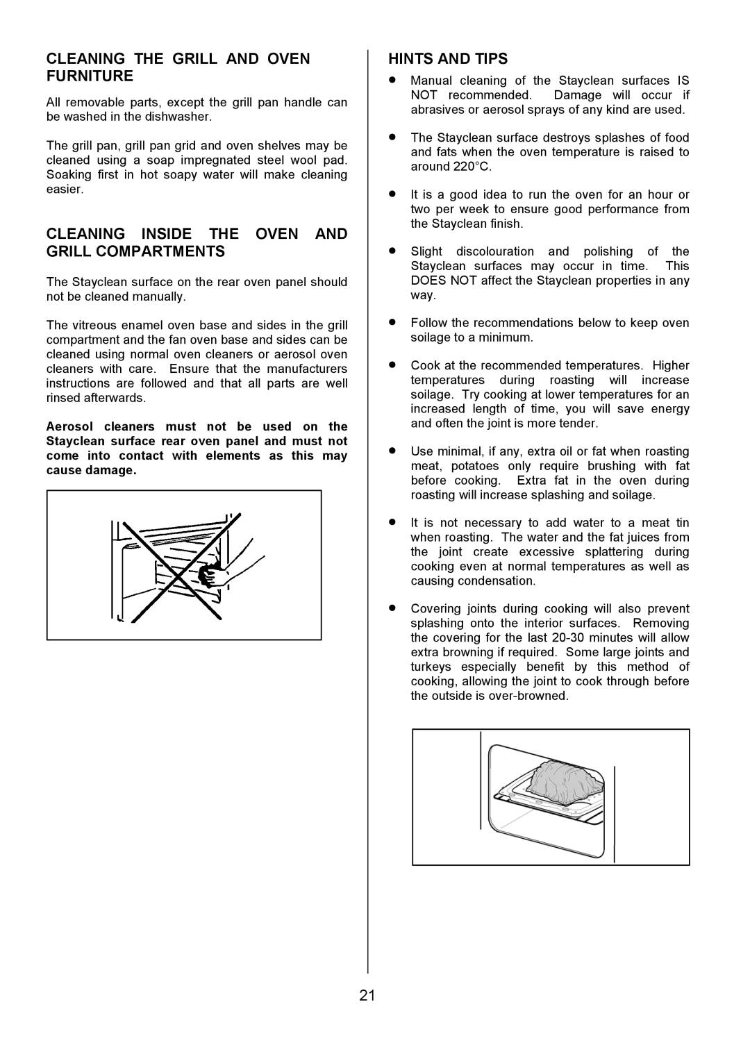 Tricity Bendix CSE327 Cleaning the Grill and Oven Furniture, Cleaning Inside the Oven and Grill Compartments 