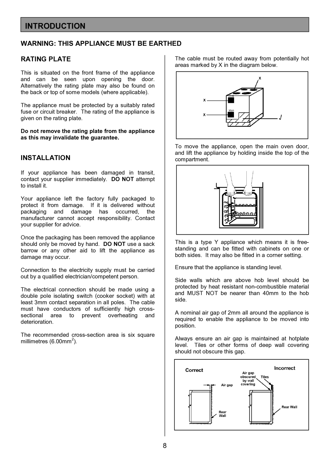 Tricity Bendix CSE452 installation instructions Introduction, Rating Plate, Installation 