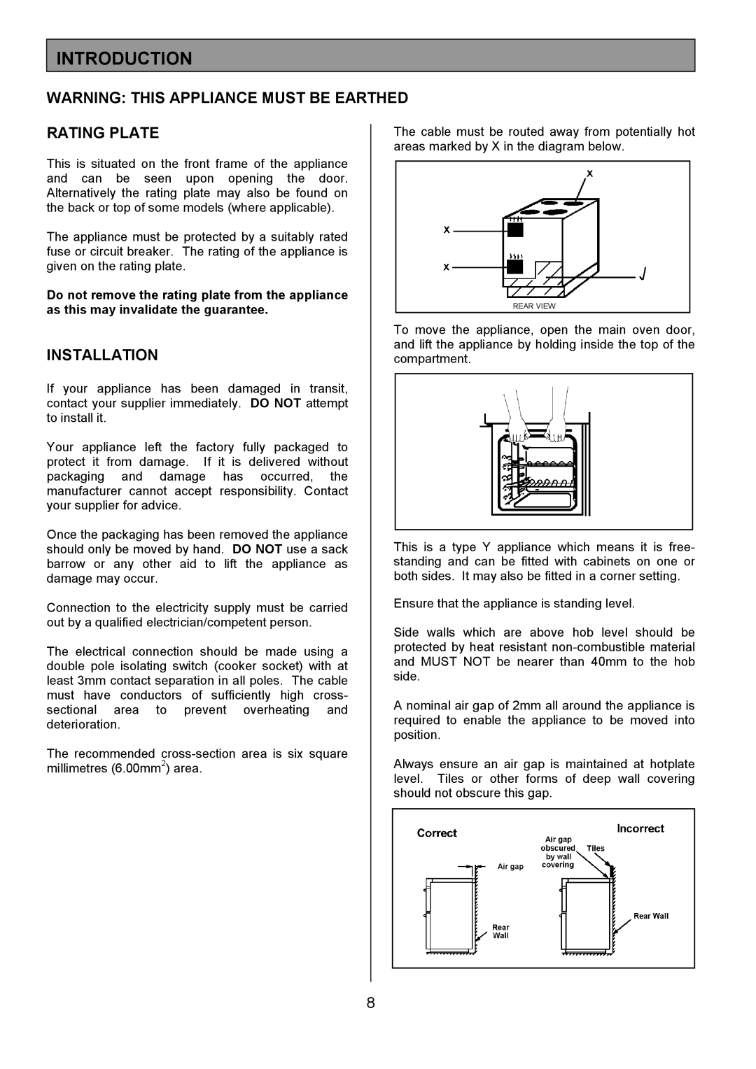 Tricity Bendix CSE500 installation instructions Introduction, Rating Plate, Installation 