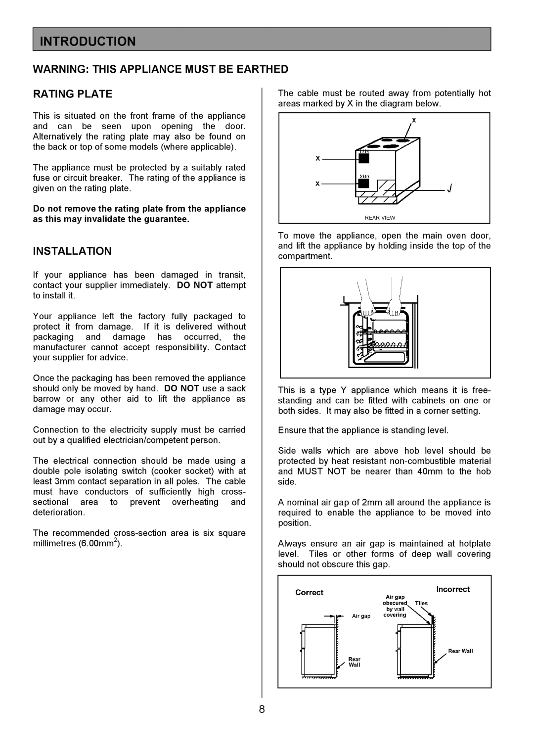 Tricity Bendix CSE560 installation instructions Introduction, Rating Plate, Installation 