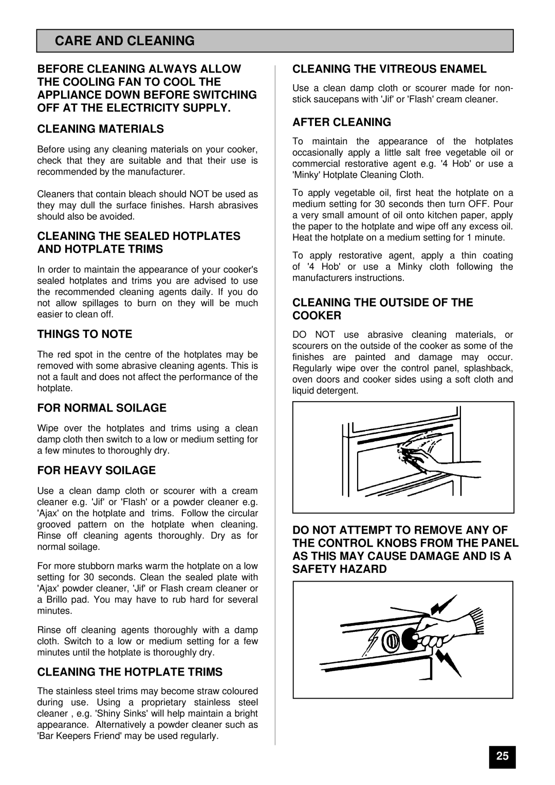 Tricity Bendix CSI 2400 installation instructions Care and Cleaning 