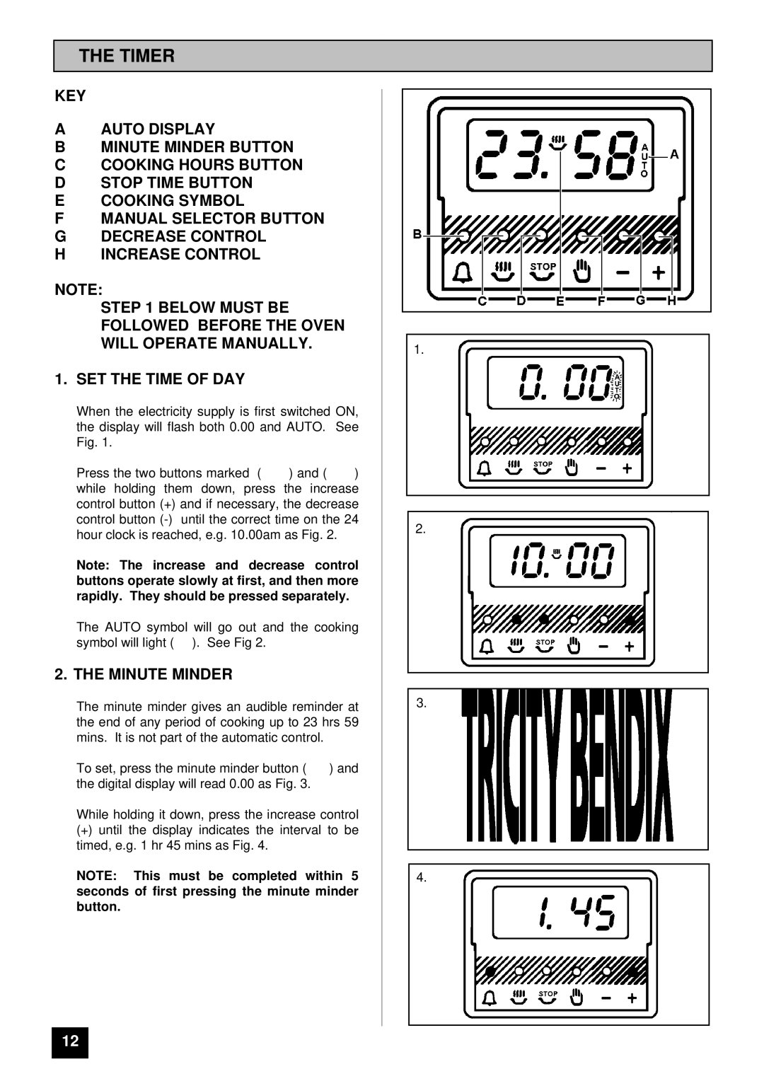 Tricity Bendix CSI 2500 installation instructions Timer, Minute Minder 