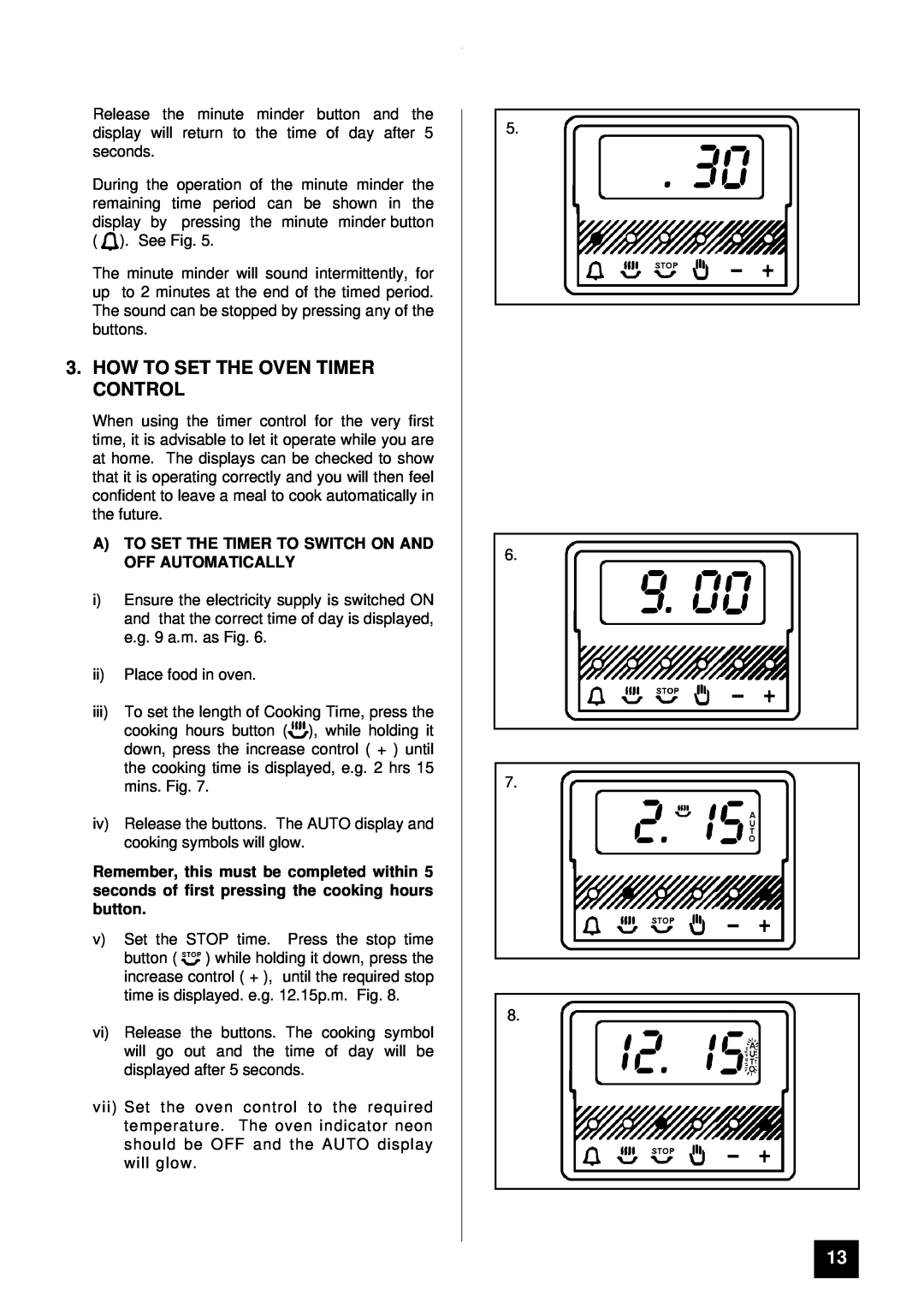 Tricity Bendix CSI 2500 installation instructions How To Set The Oven Timer Control 