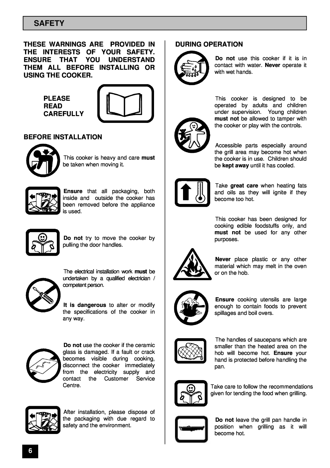 Tricity Bendix CSI 2500 installation instructions Safety, Please Read Carefully Before Installation, During Operation 