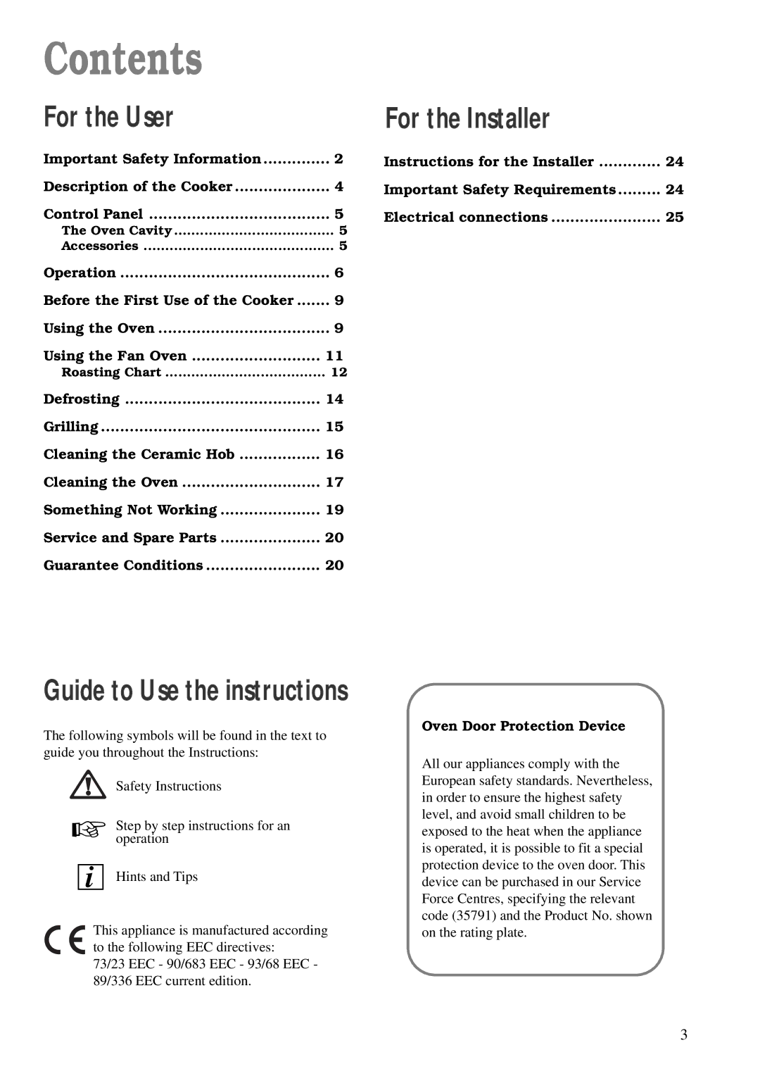 Tricity Bendix CSIE 506 X manual Contents 