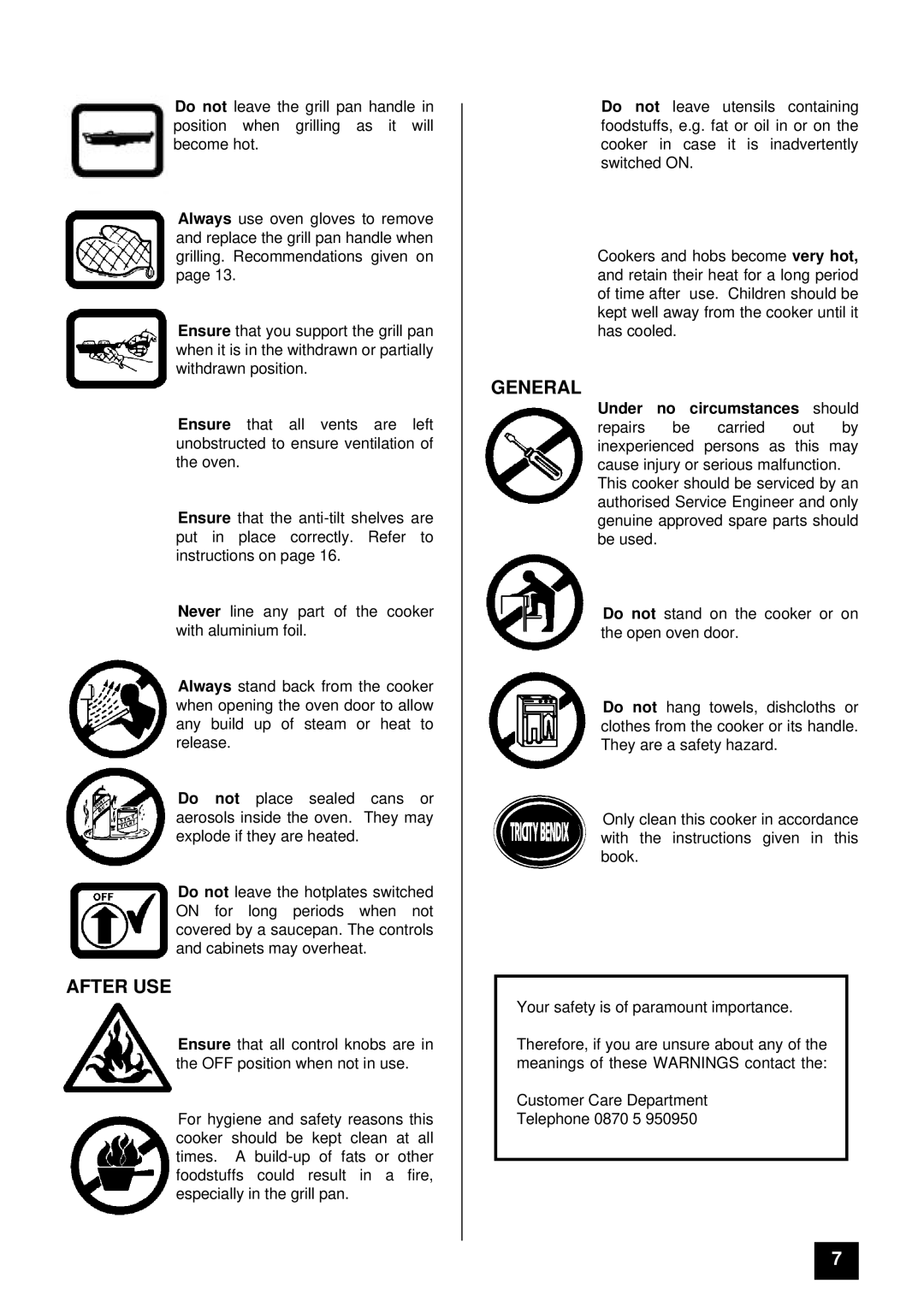 Tricity Bendix CSIE316 installation instructions After USE, General 