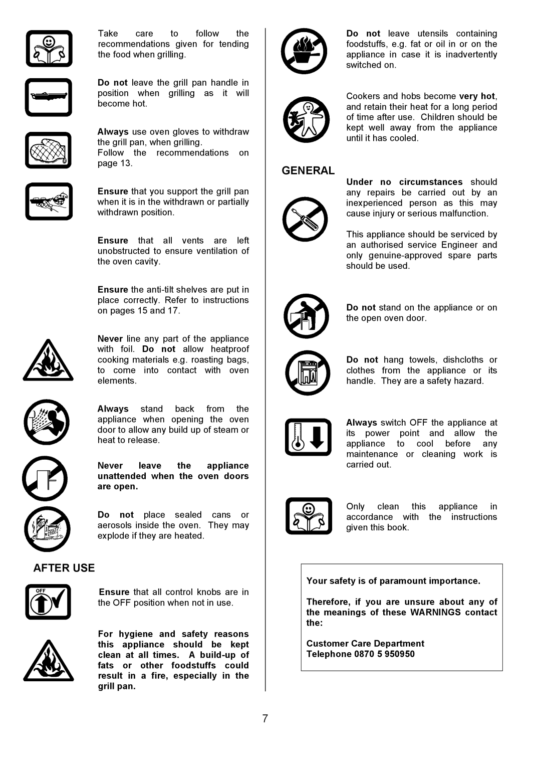 Tricity Bendix CSIE317 installation instructions After USE, General 