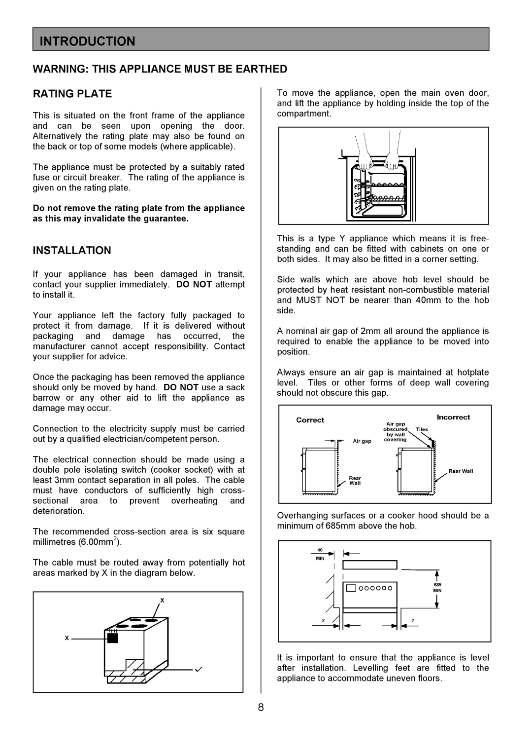 Tricity Bendix CSIE452 installation instructions Introduction, Rating Plate, Installation 