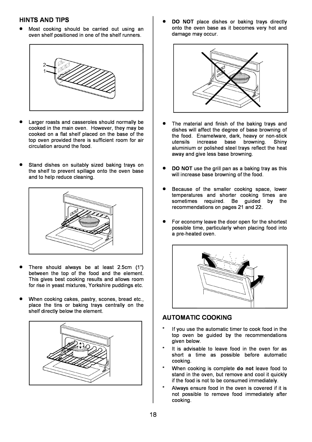 Tricity Bendix CSIE452 installation instructions Automatic Cooking, Hints And Tips 