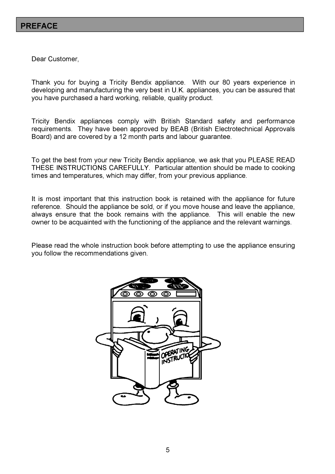 Tricity Bendix CSIE501 installation instructions Preface 