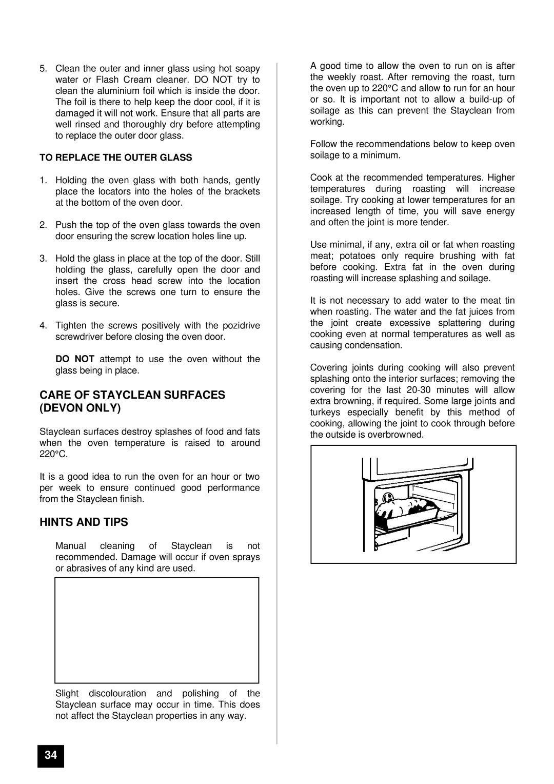 Tricity Bendix DEVON, DORSET installation instructions Care of Stayclean Surfaces Devon only, To Replace the Outer Glass 