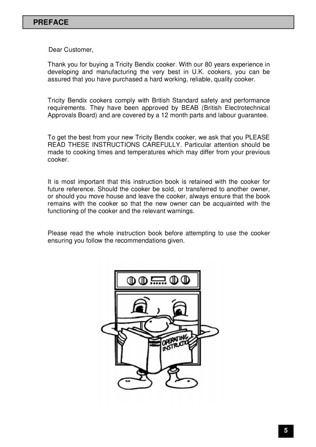 Tricity Bendix DORSET, DEVON installation instructions Preface 