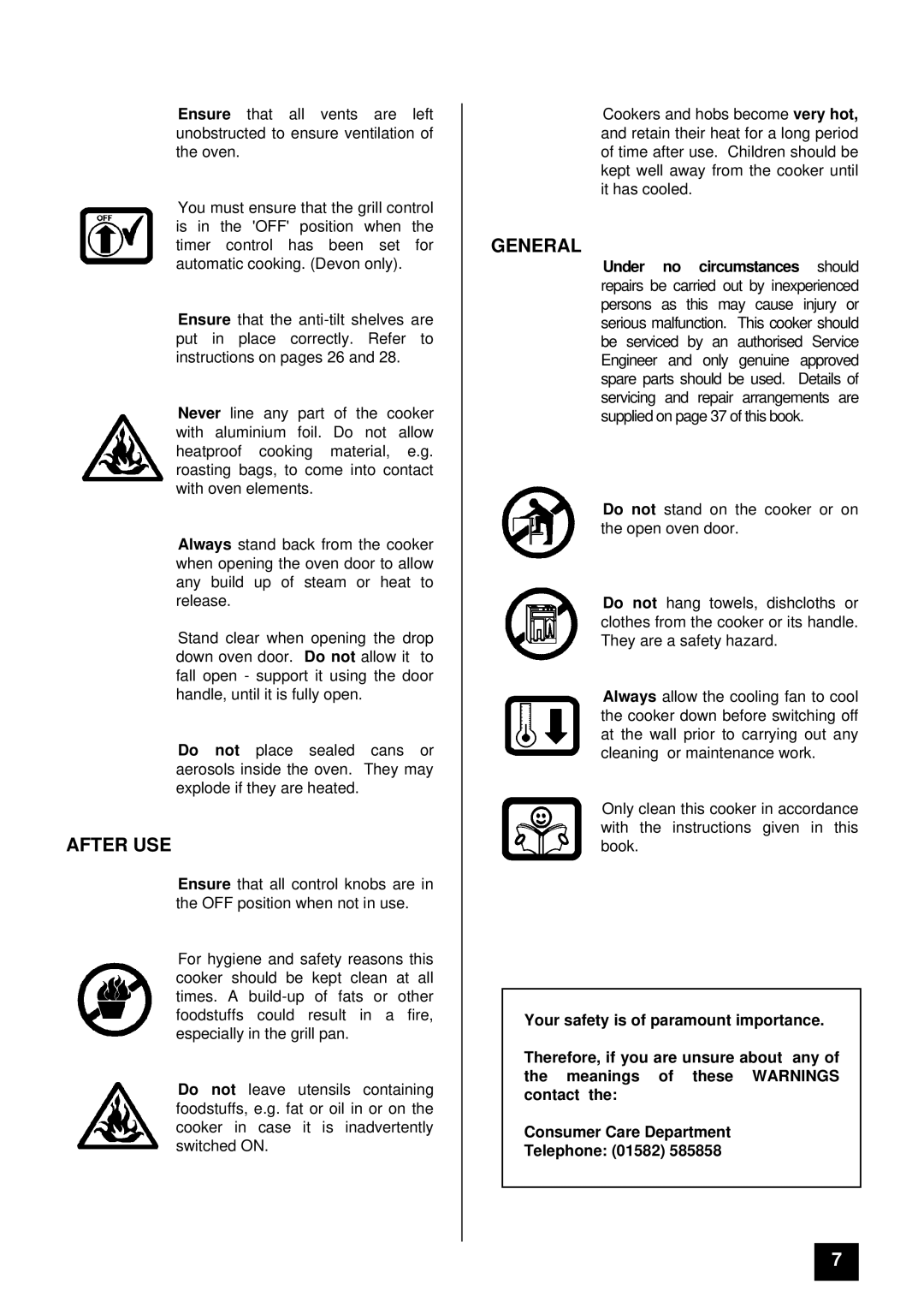 Tricity Bendix DORSET, DEVON installation instructions After USE, General 